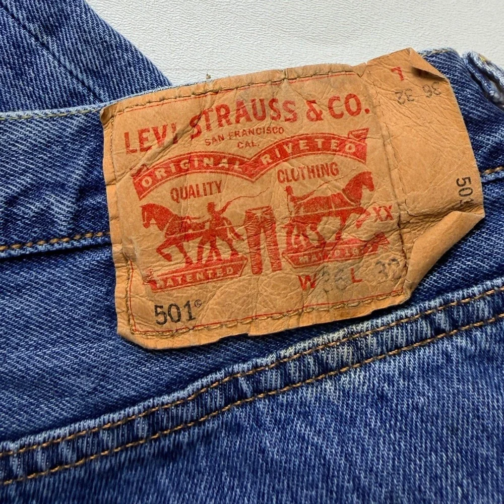 Levi's 501 Original Straight Leg Jeans Mens 36x32 Blue Medium Wash USA Good